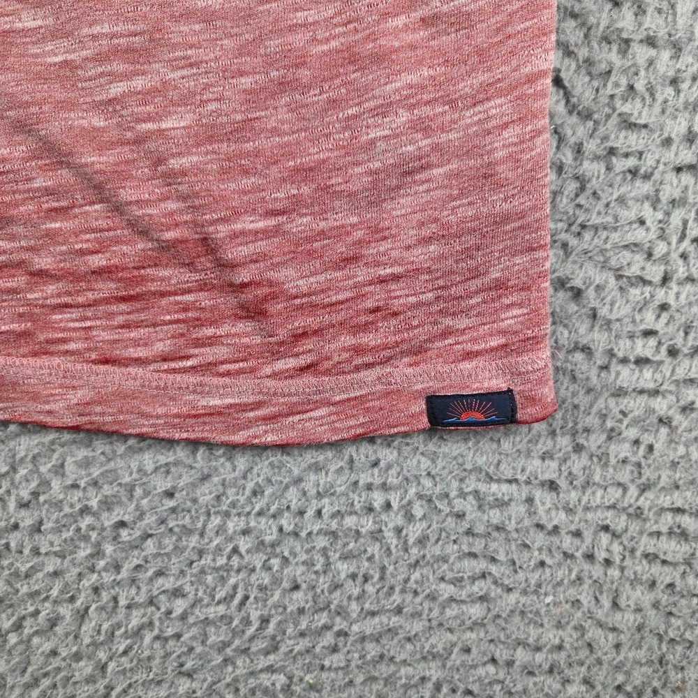 Faherty Henley Tee Shirt Mens Large Red Heather Short Sleeve Cotton Blend - Picture 2 of 8